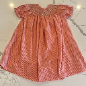 Orange Smocked Kids Dress